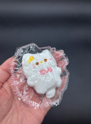 Cute mini keychain kitty laying down soft taba squishy