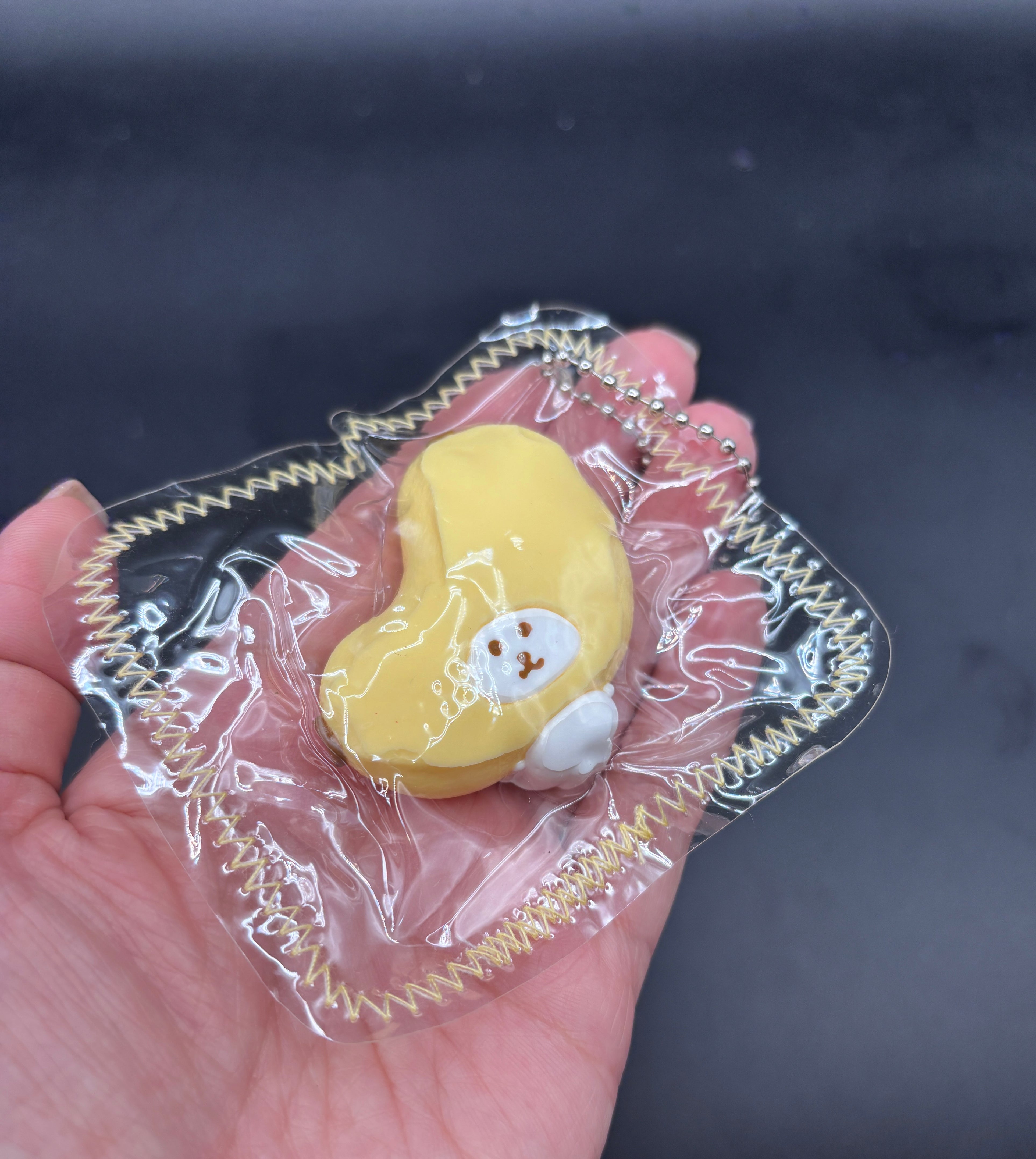 Mini Jokebear with a banana costume soft keychain super cute taba squishy