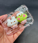 puppy and frog twins cute mini taba keychain