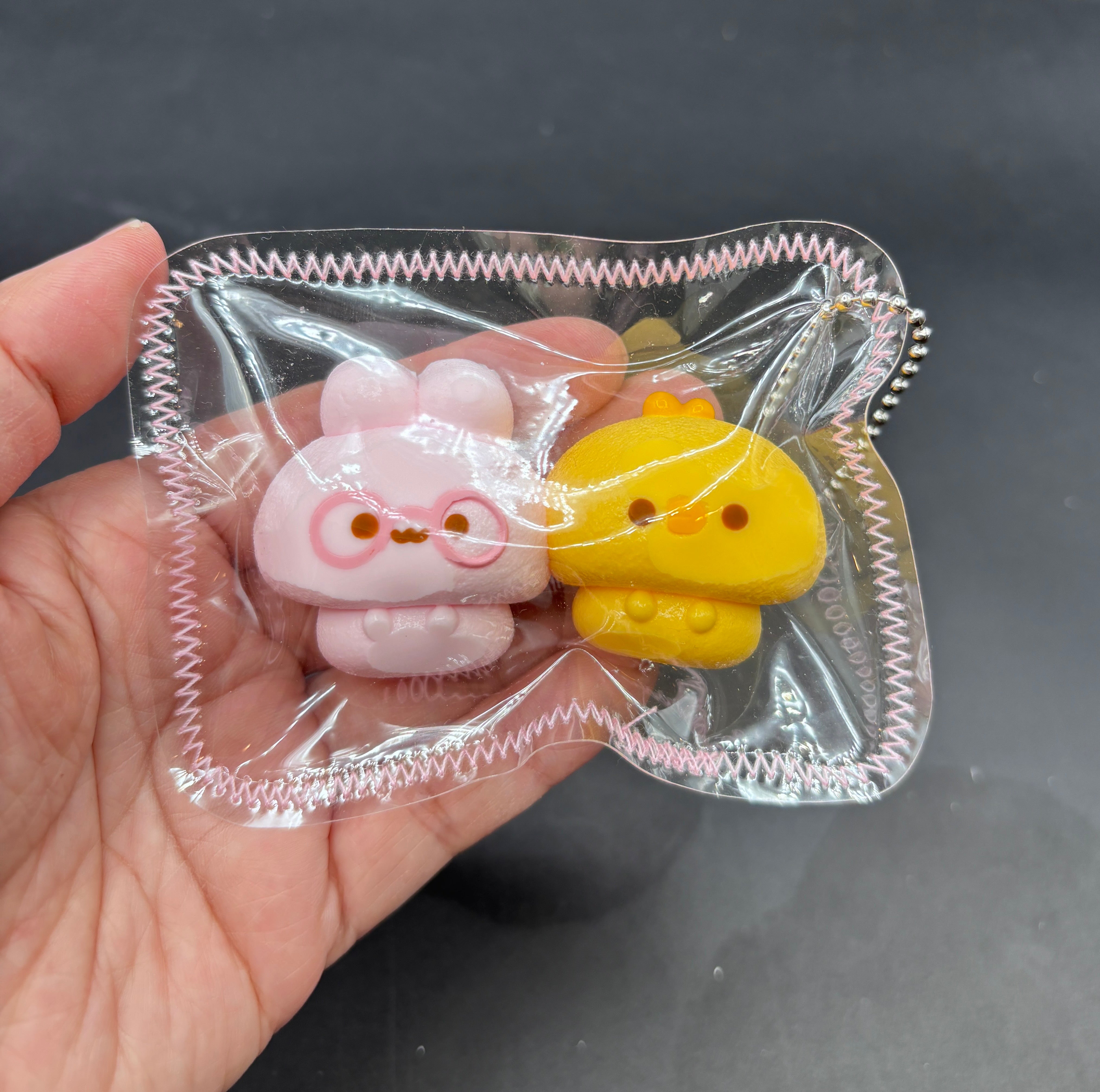 Chicken and bunny twins cute mini taba keychain