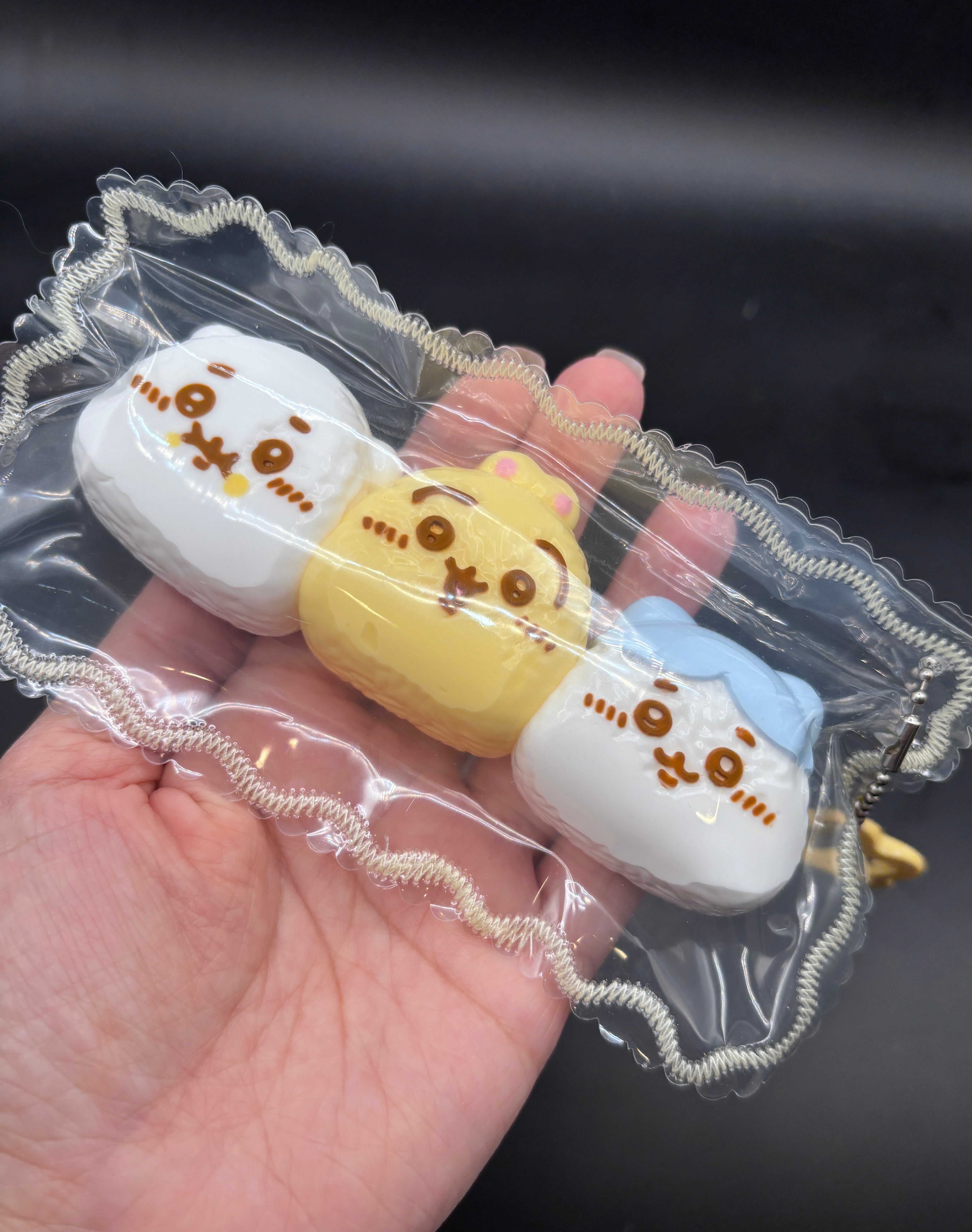 Cute chiikawa rice ball pack of 3 soft  taba squishy toy