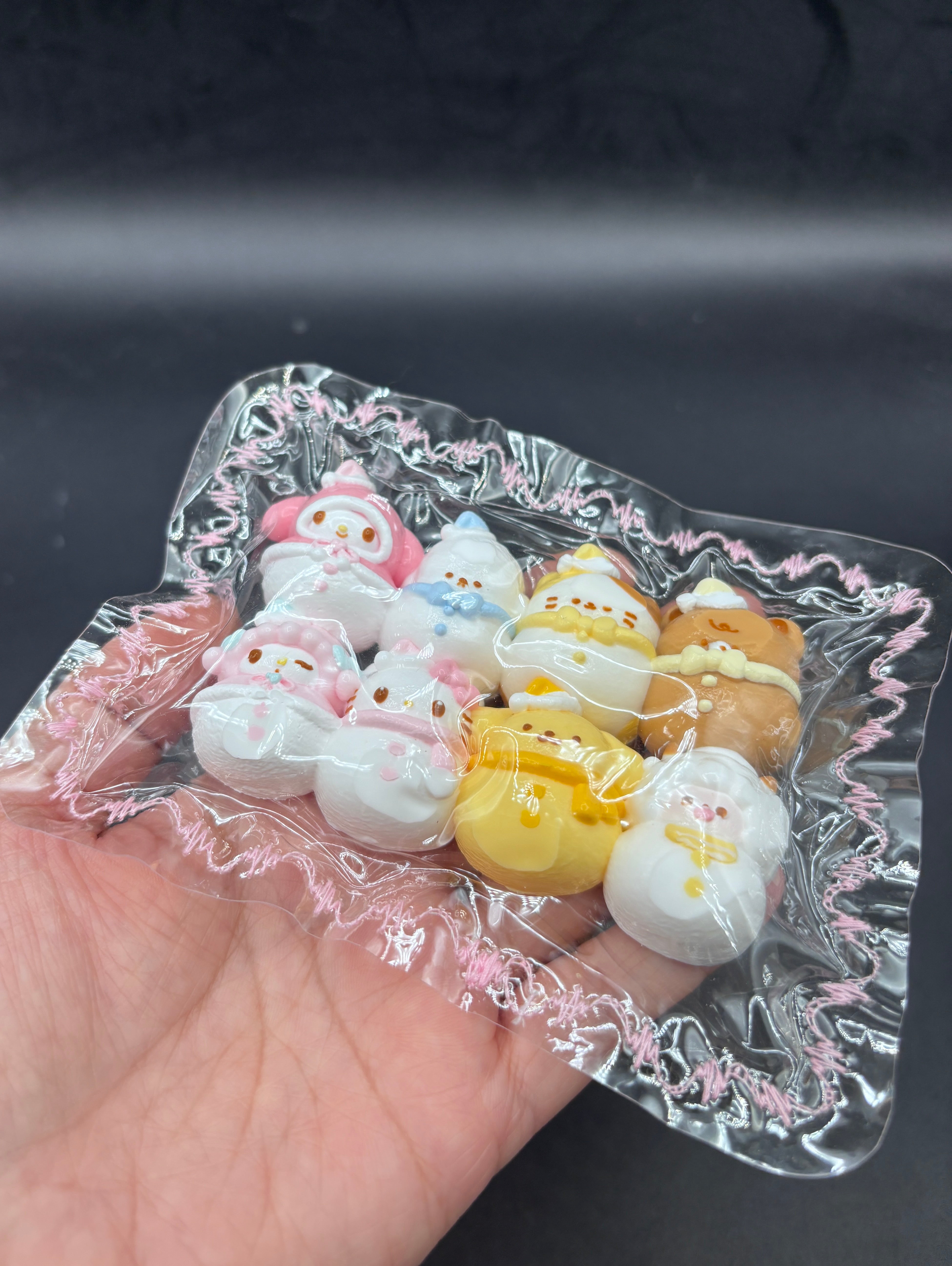 Pack of 8 mini snowman characters cute taba squishy