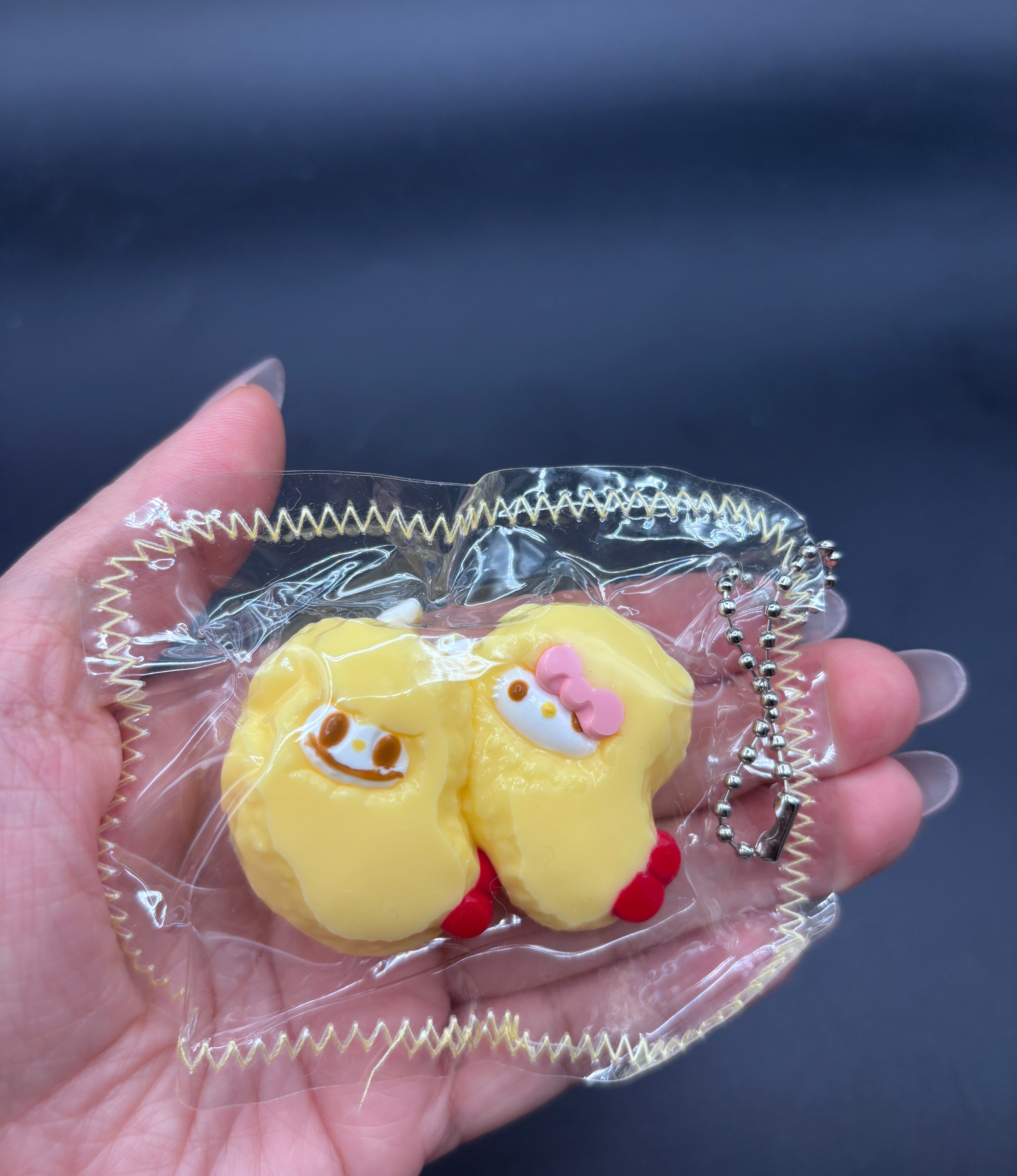 Cute mini keychain soft pack of 2 fried shrimp taba squishy
