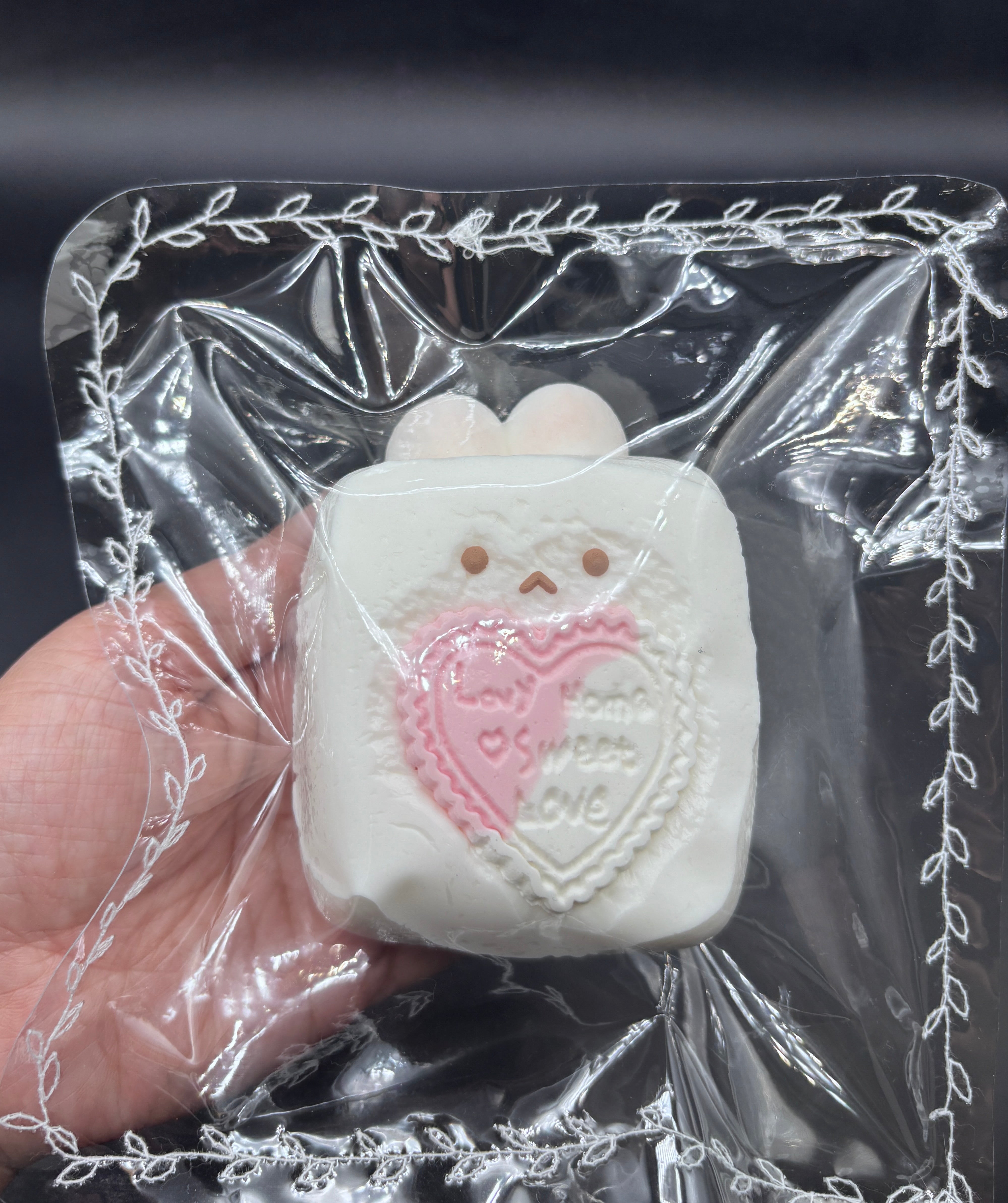 Frozen butter cute bunny taba squishy with heart  taba squishy