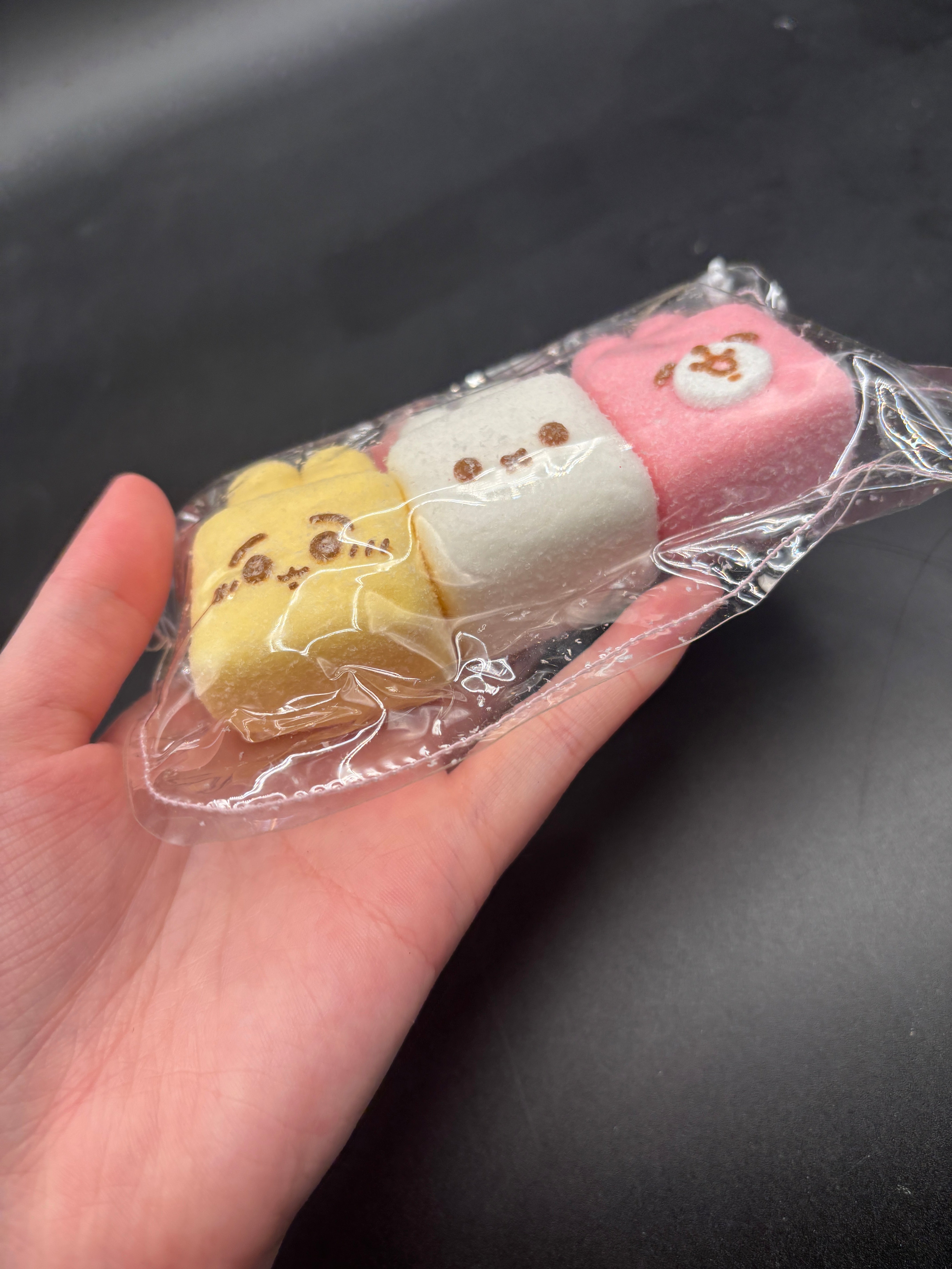 Pack of 3 flocked cute bunny marshmellow trio soft (Usagi, Miffy and Kanahei) Taba Squishy Toy