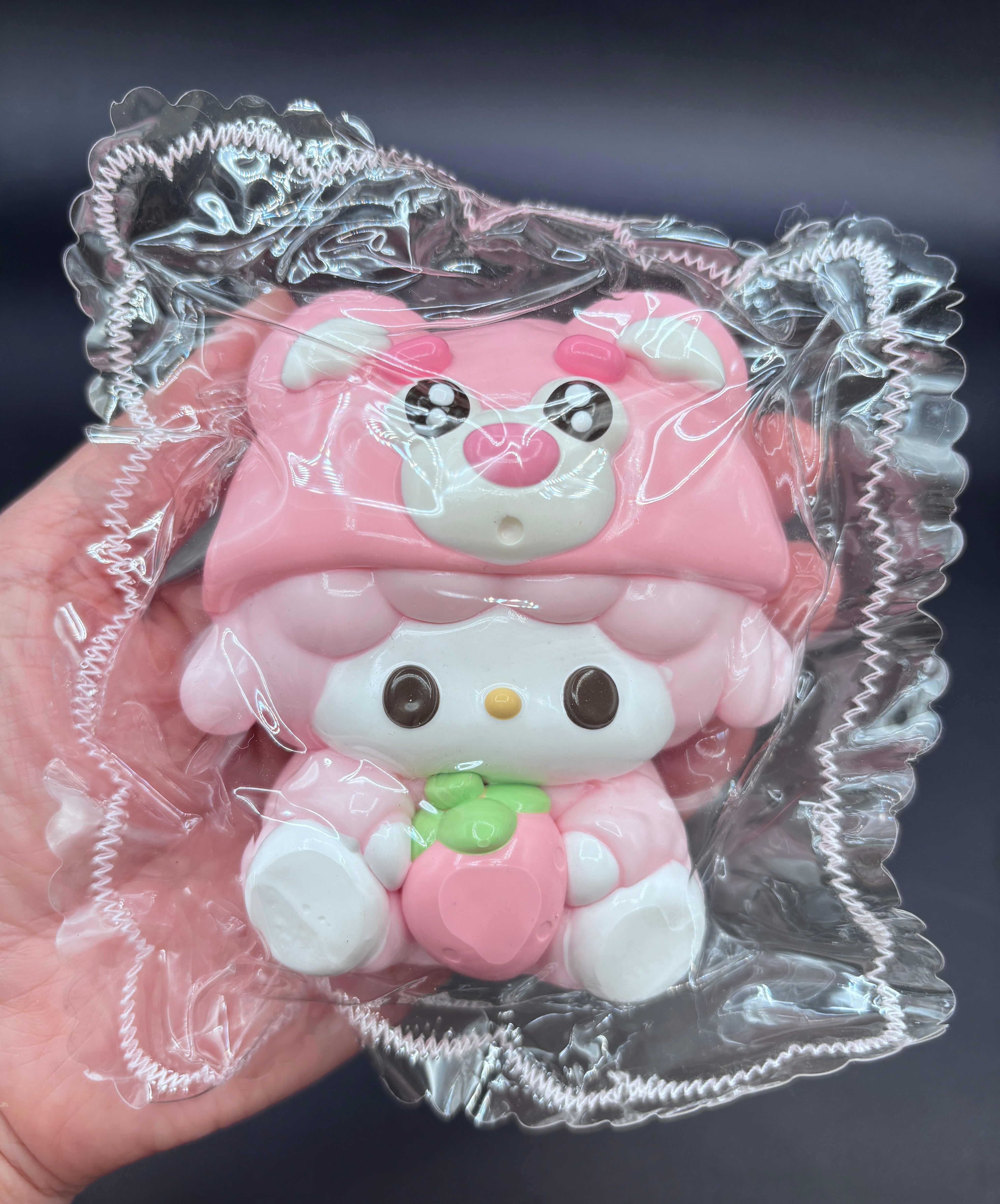 Large cute strawberry bear with piano soft   taba squishy