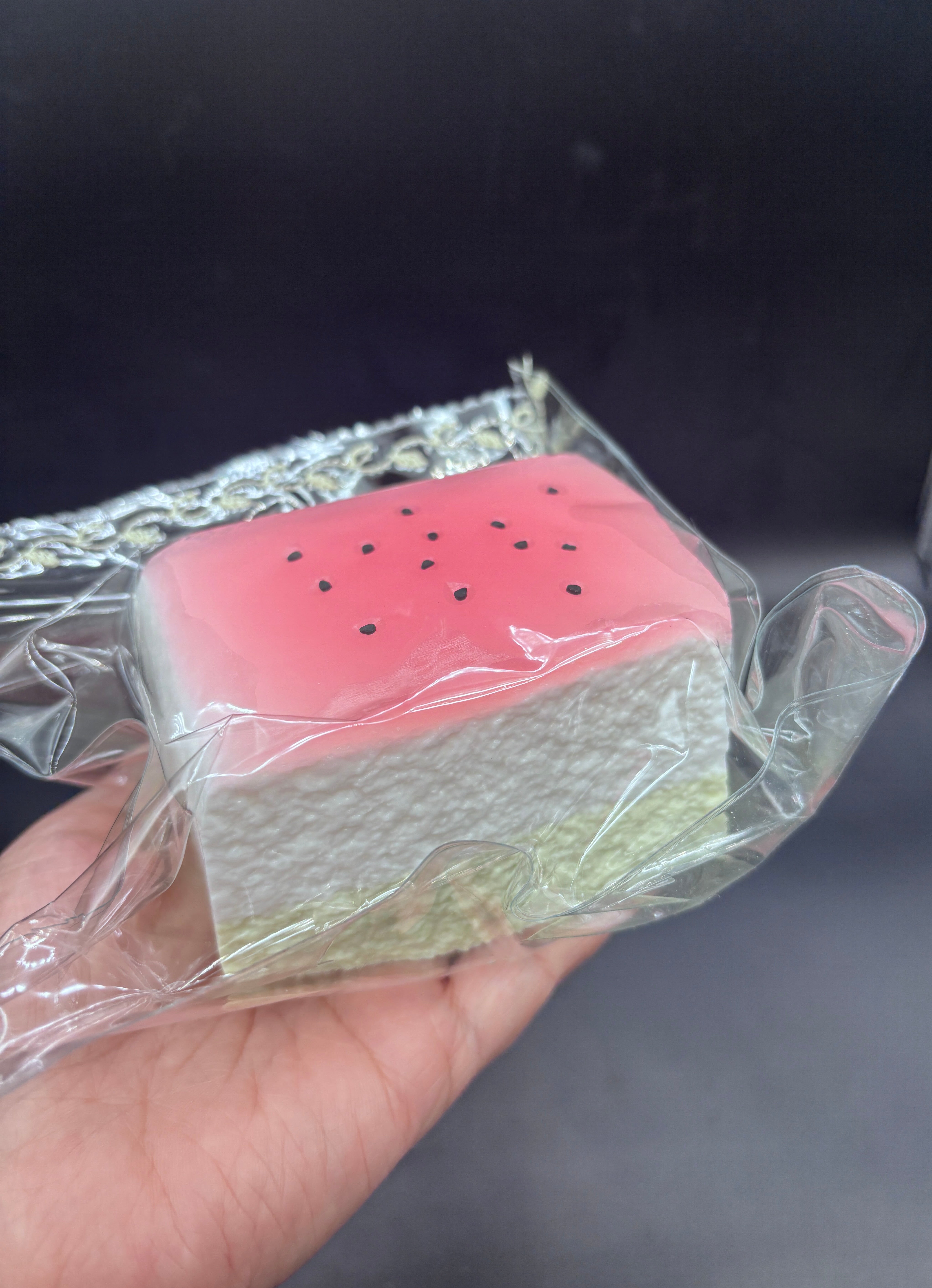 Frozen butter  Large watermelon sponge cake glazed  taba squishy