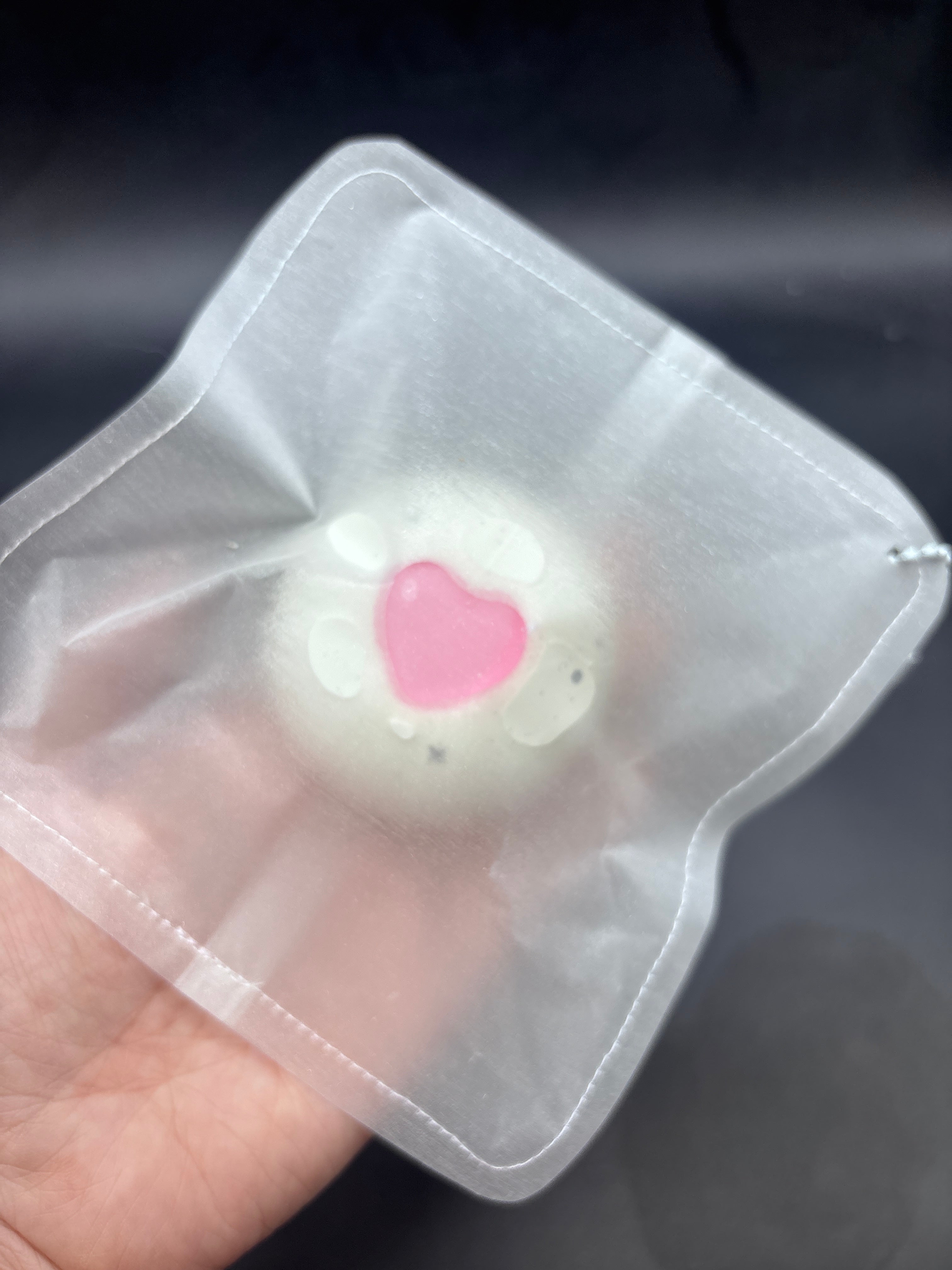 New bag!! Cream textured heart bun in a laminated sparkle paper bag crunchy