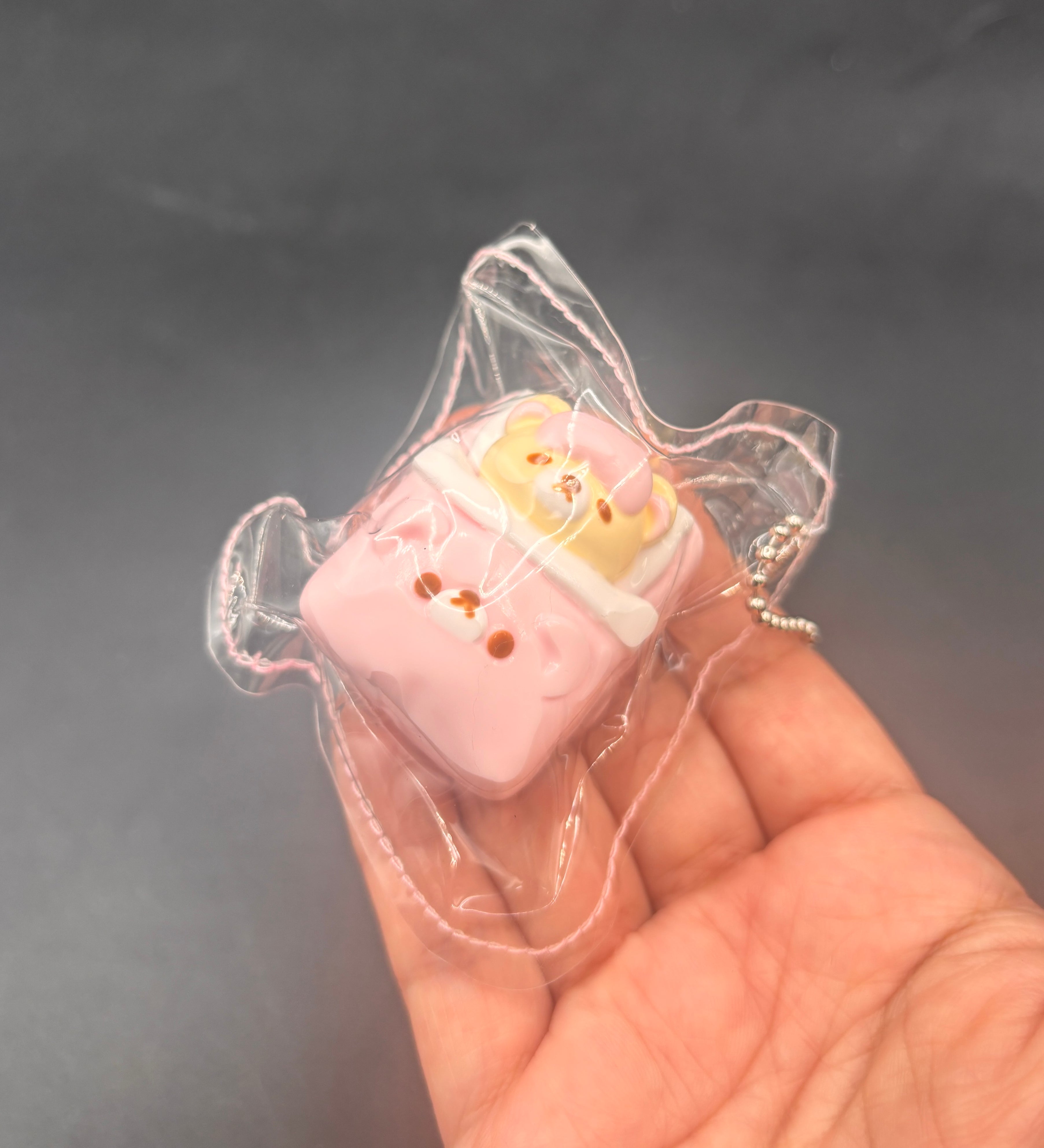 Cute mini Korilakkuma bed keychain taba squishy
