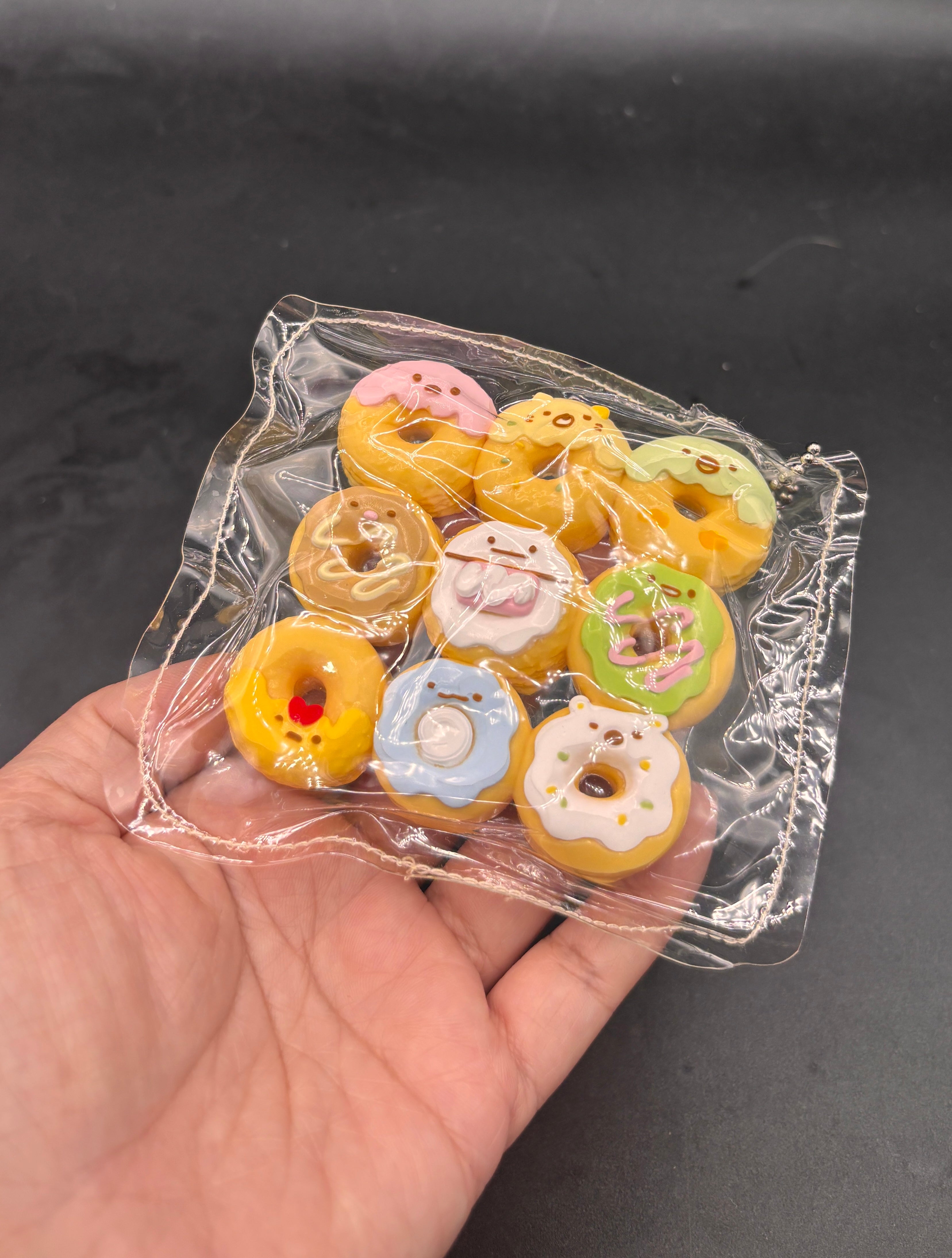 Mini pack of 9 Sumikko Gurashi donut taba squishy