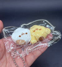 Pack of 2 mini keychain pudding bear and hamster twins Taba squishy toy