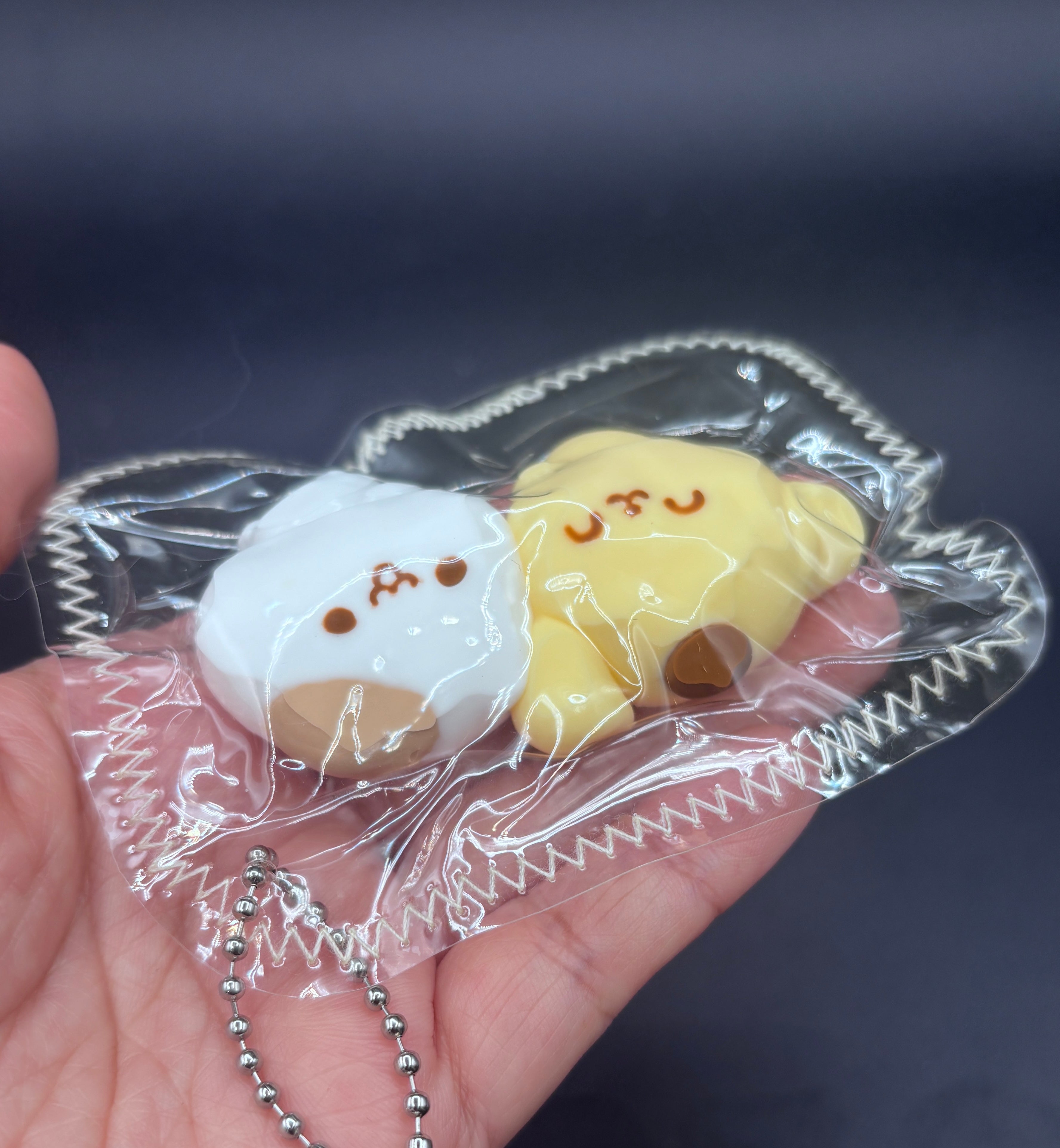 Pack of 2 mini keychain pudding bear and hamster twins Taba squishy toy