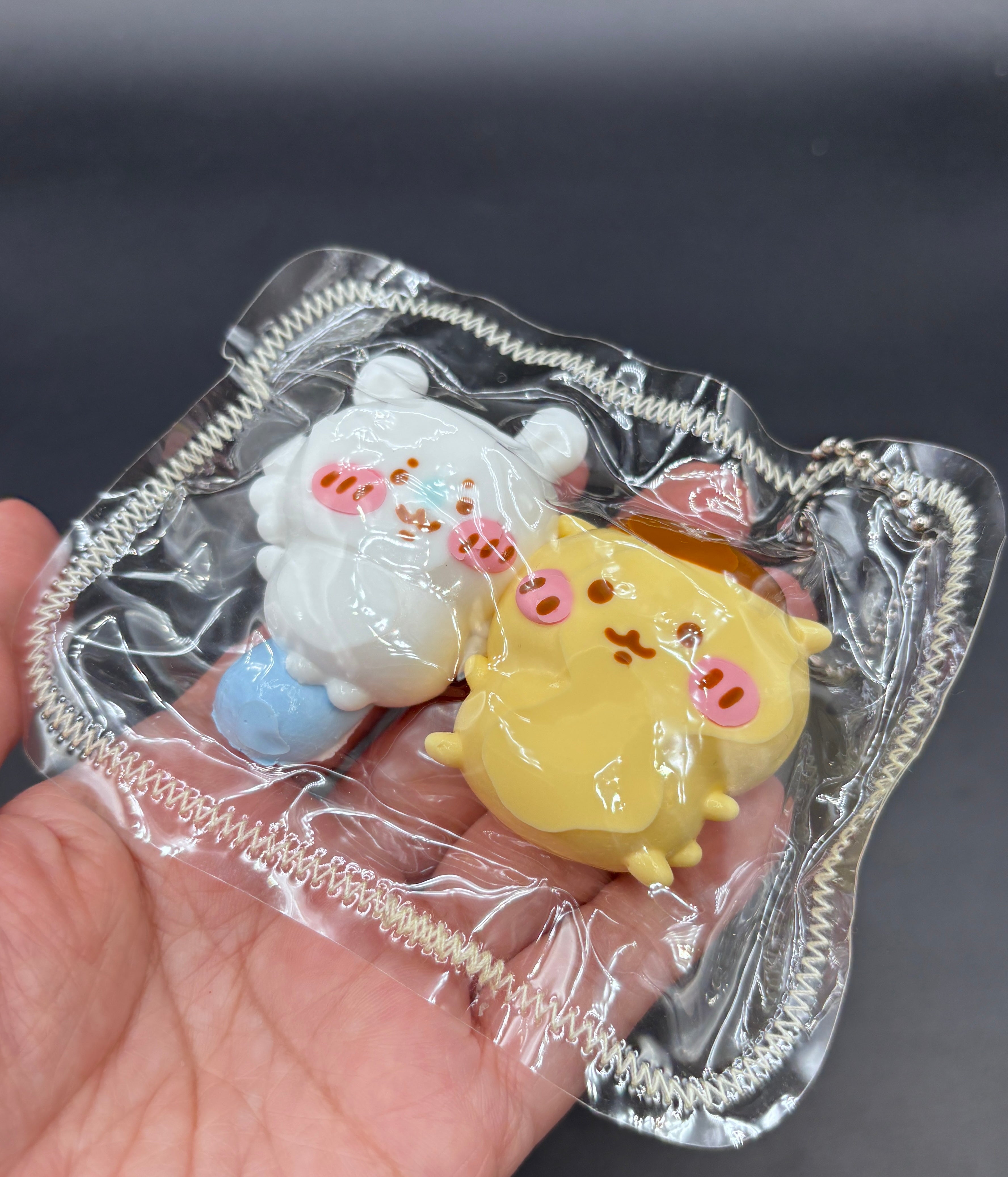 Pack of 2 mini chiikawa momonga and Kuri-Manjū cute soft taba squishy