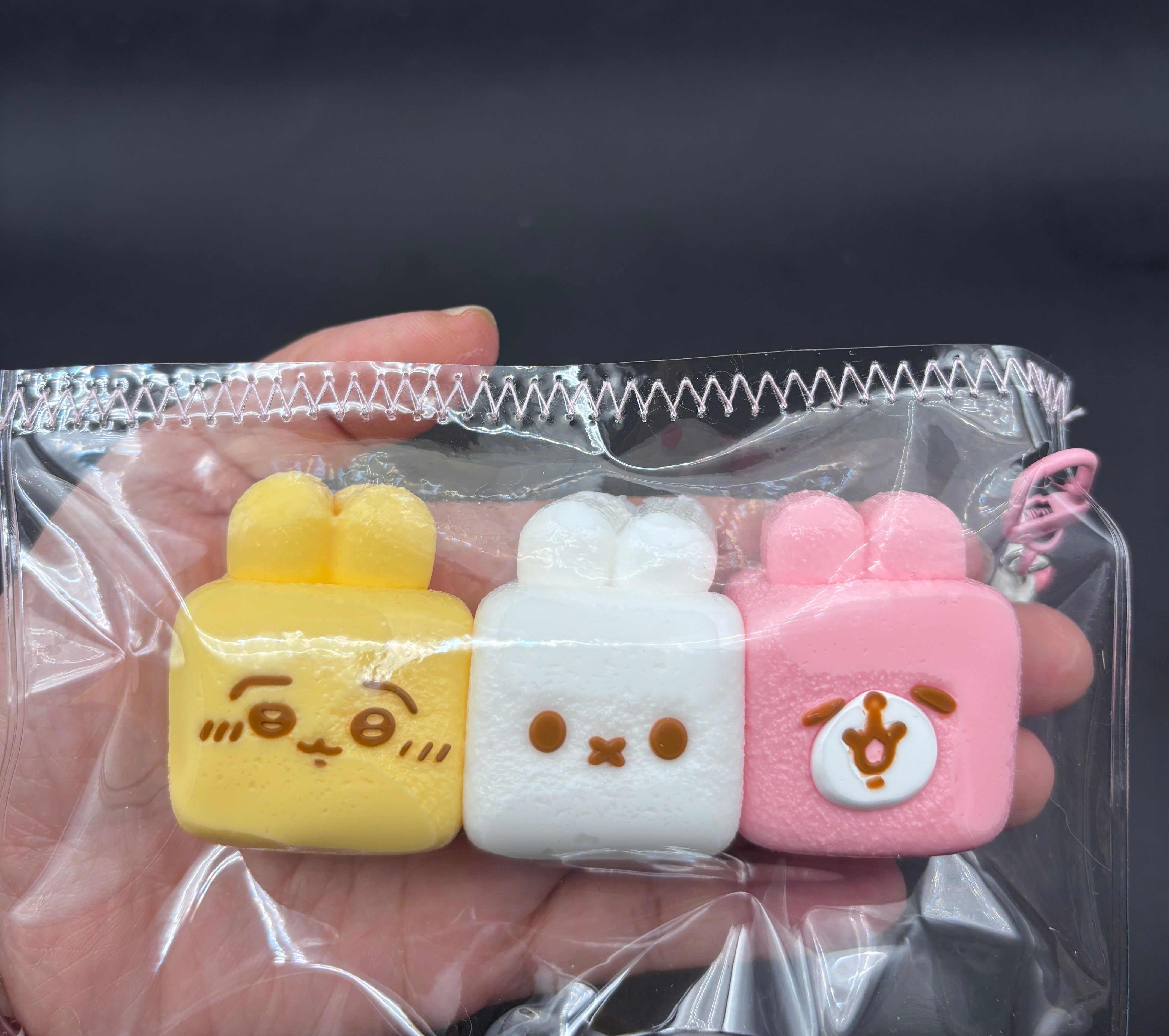Pack of 3 cute bunny marshmellow trio soft Taba Squishy Toy