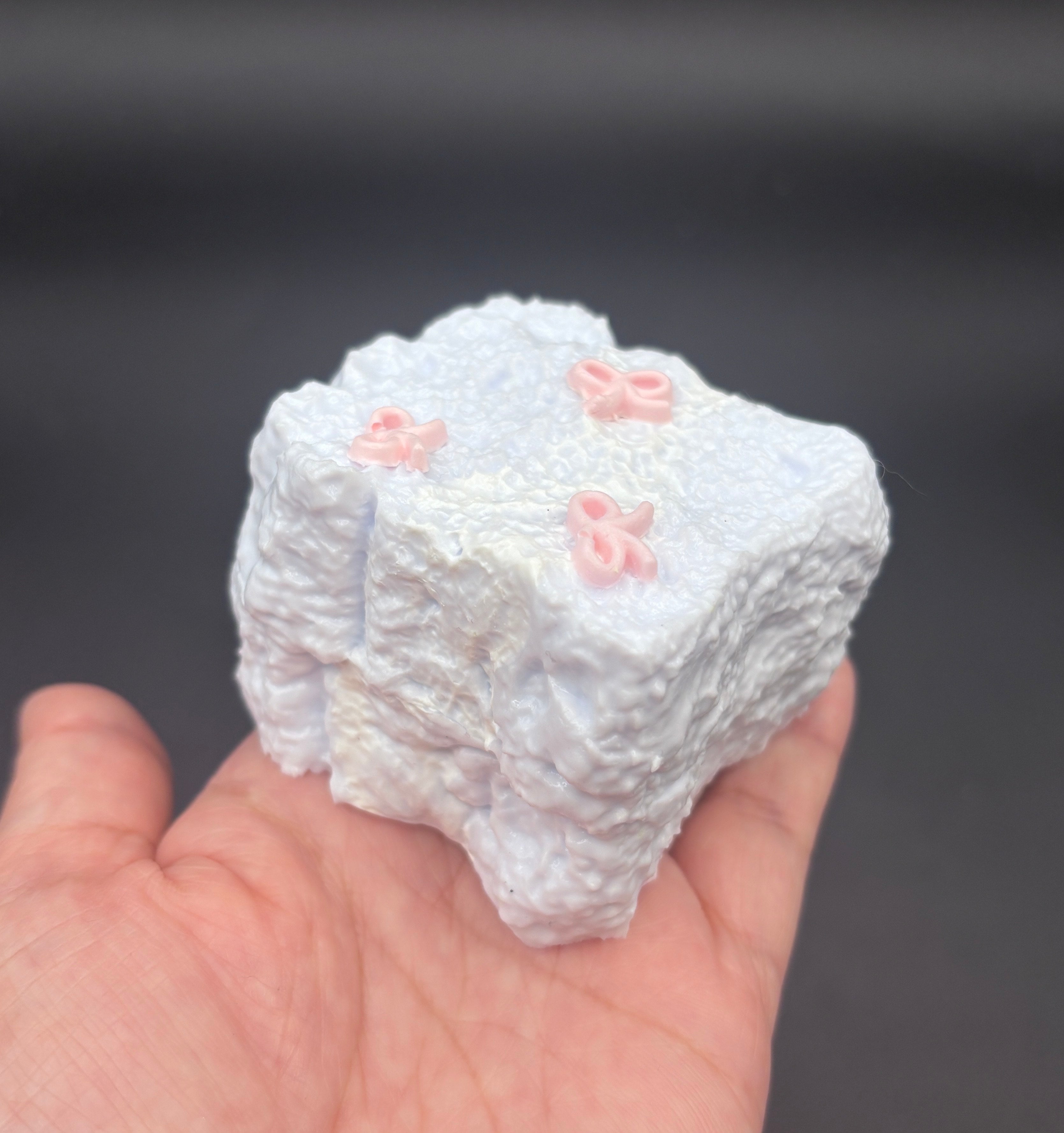 Frozen Butter Small Toast with pink ribbon taba squishy toy