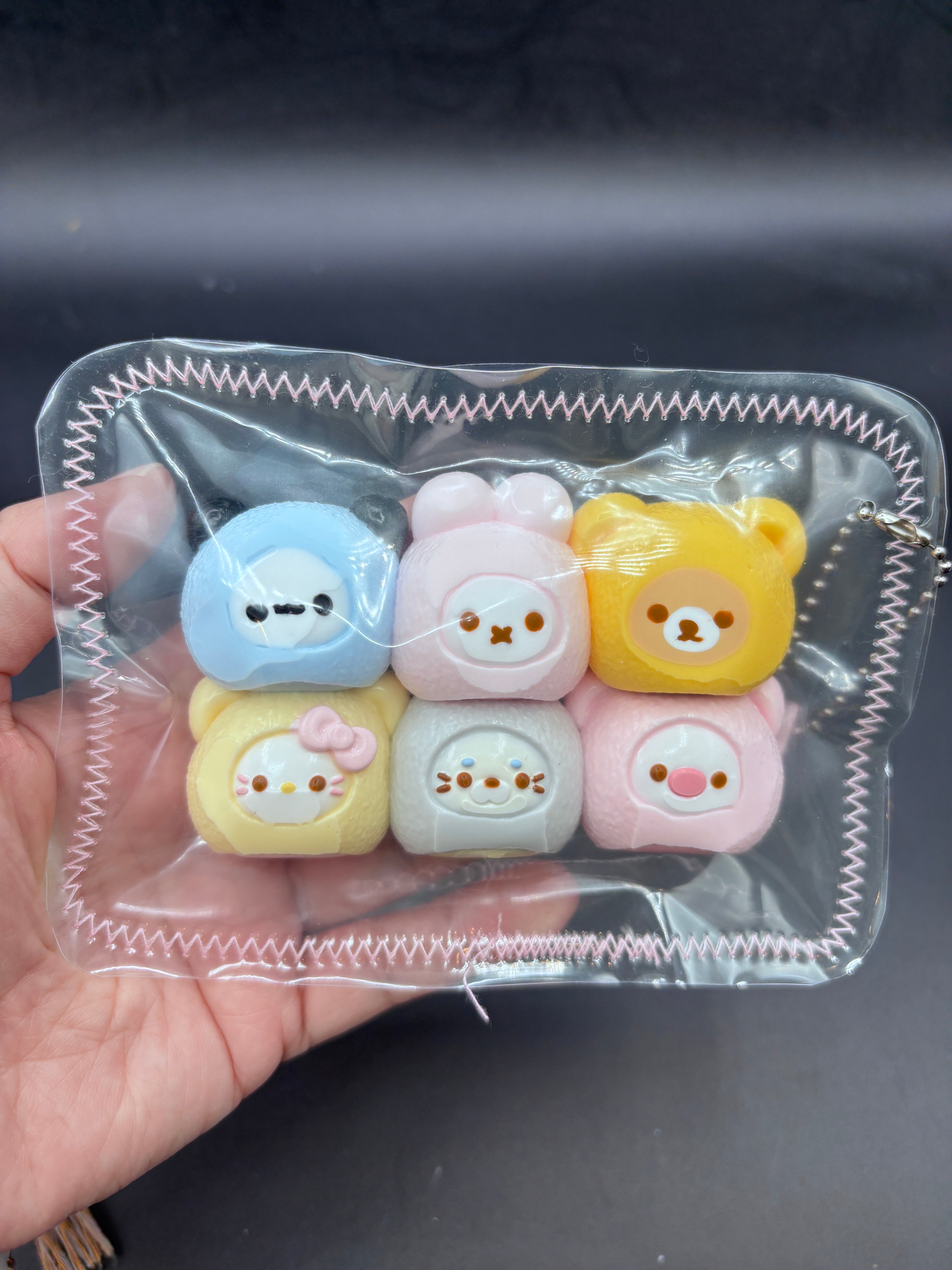 Kawaii mini Taba pack of 6 clocked mochi beanies  taba squishy