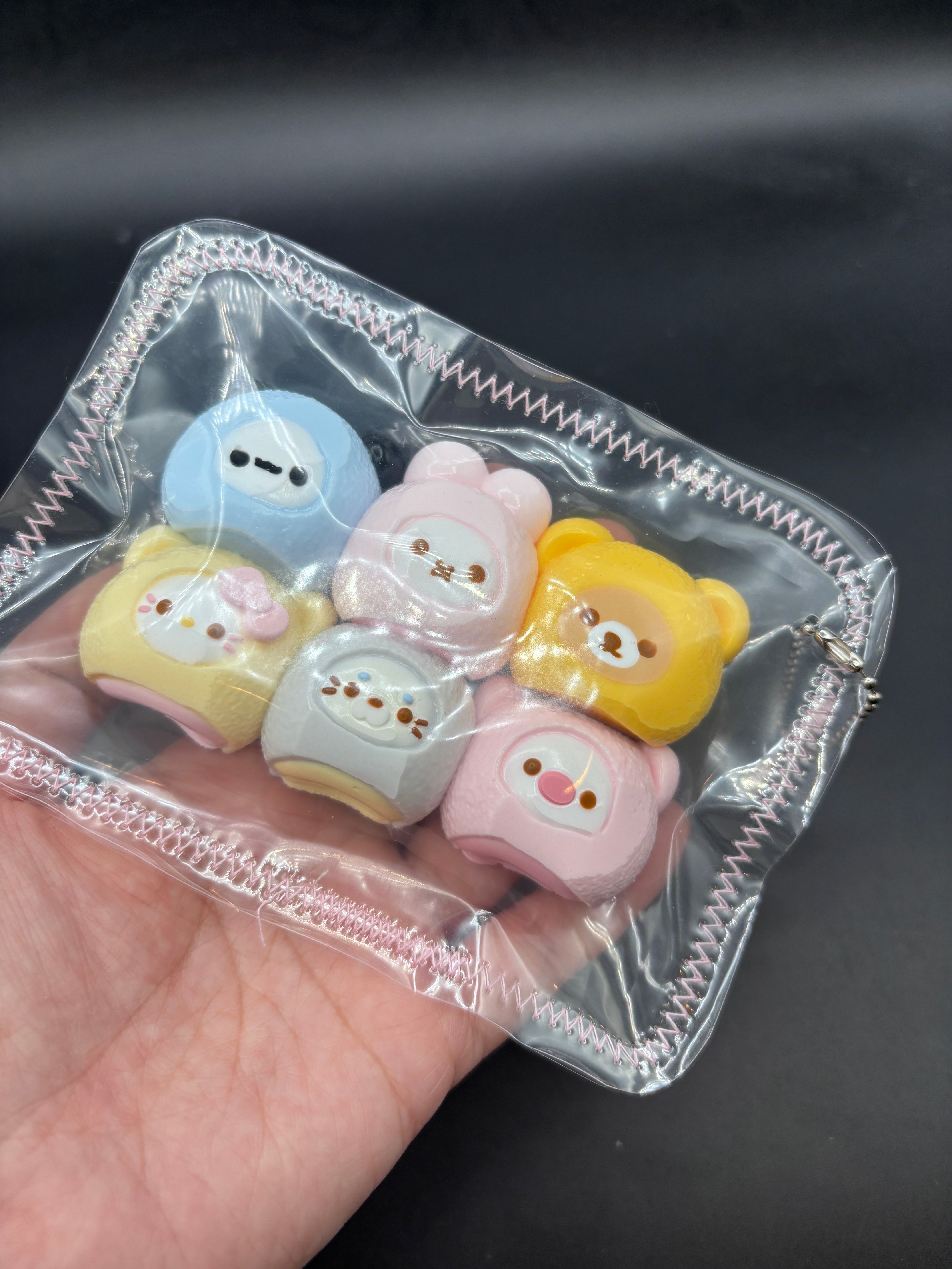 Kawaii mini Taba pack of 6 clocked mochi beanies  taba squishy