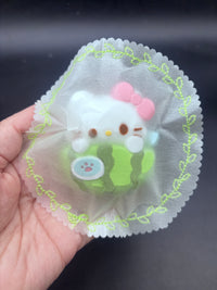 Small cute detailed kitty watermelon soft taba squishy keychain