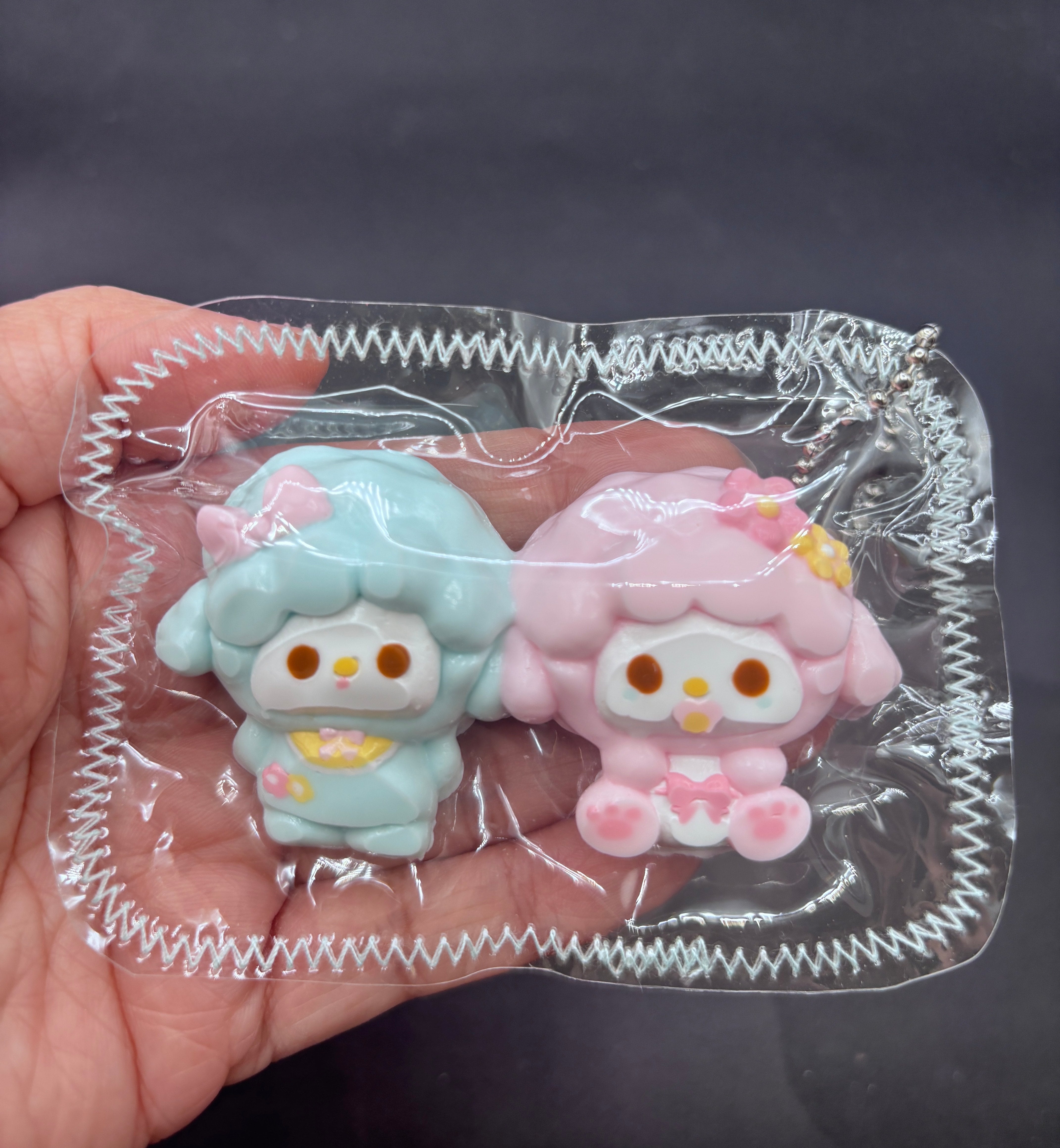 Cute mini sheep twins keychain Taba Squishy Toy