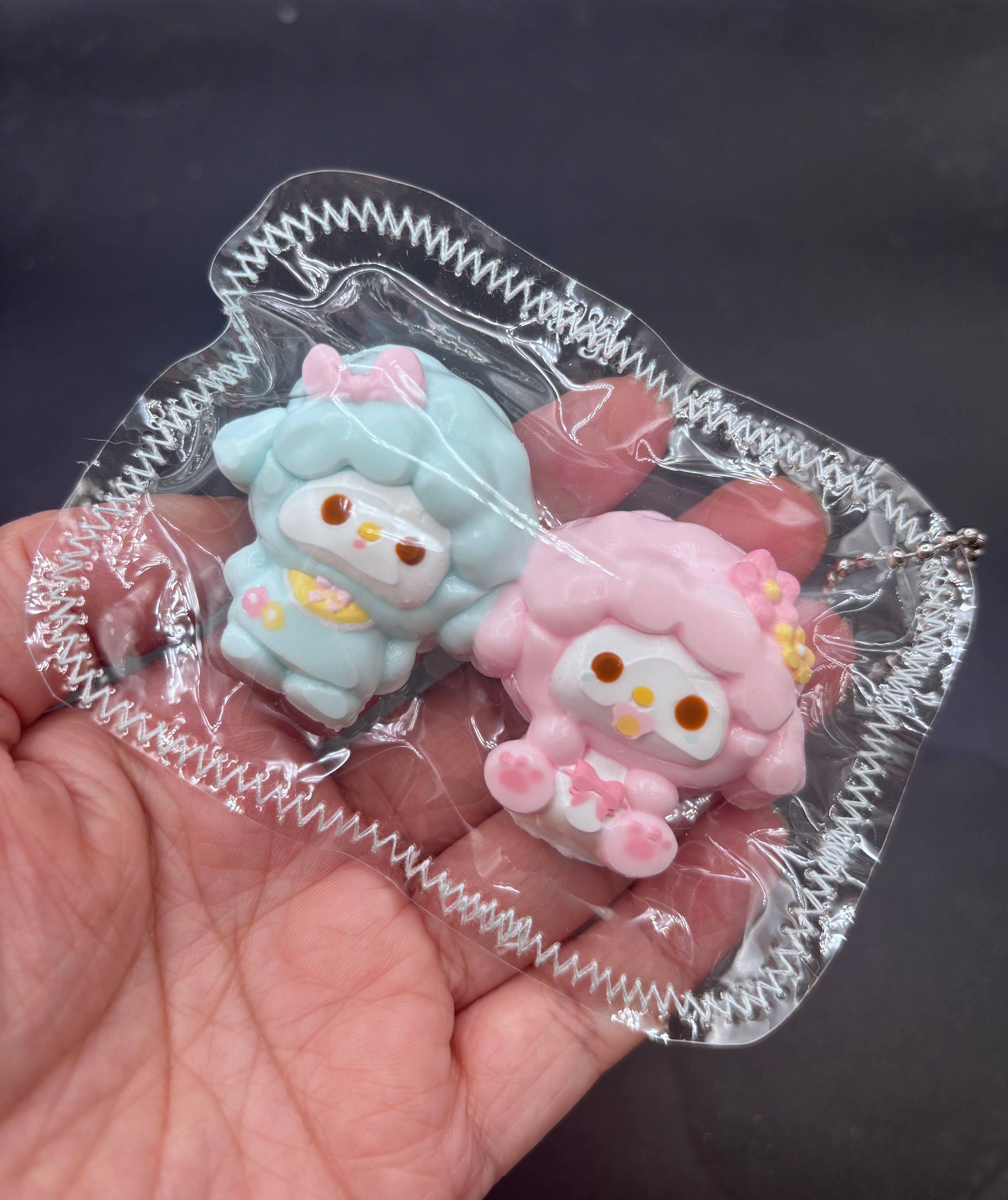 Cute mini sheep twins keychain Taba Squishy Toy