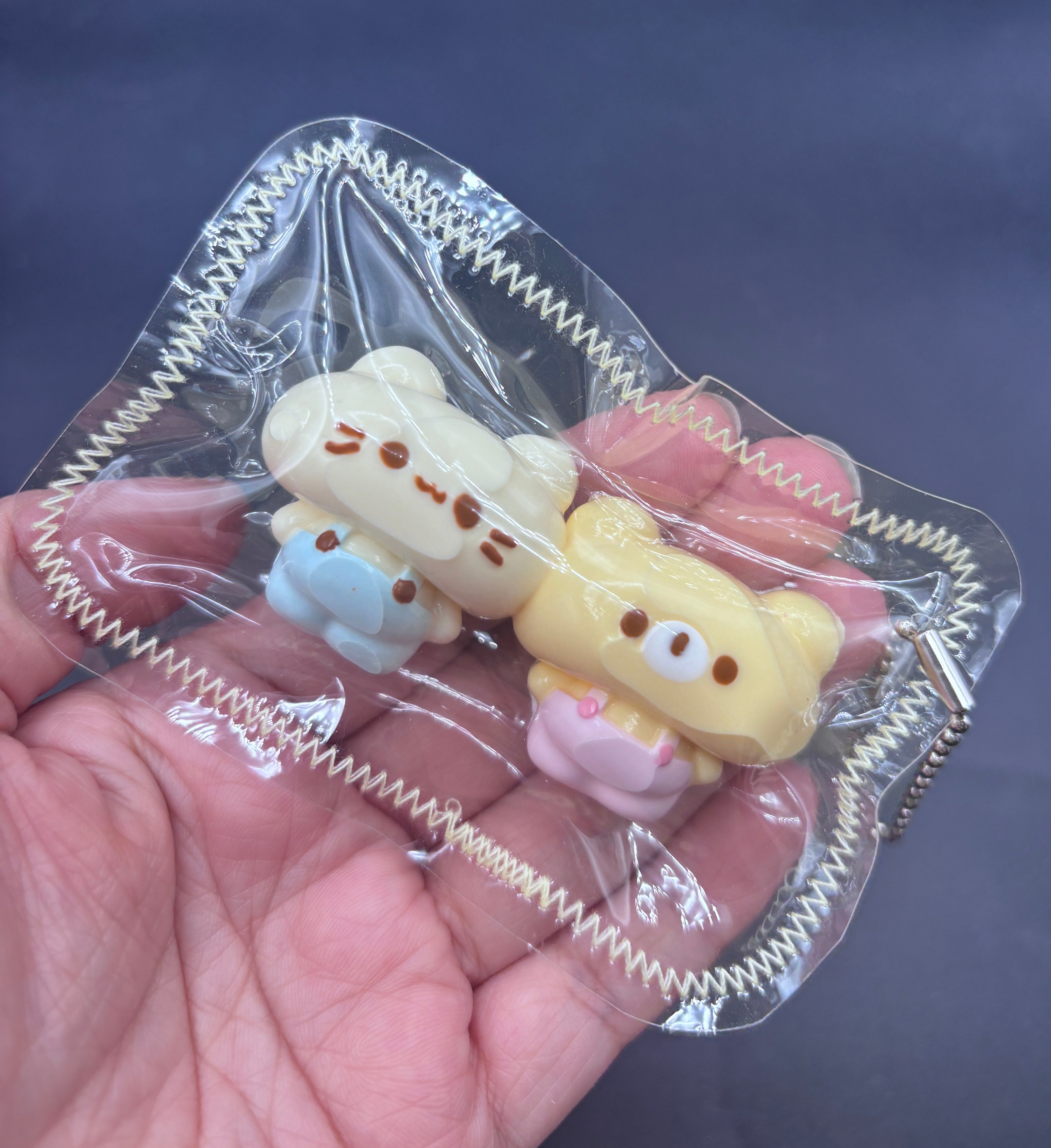 Pack of 2 cat and bear keychain soft taba squishy