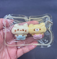 Pack of 2 cat and bear keychain soft taba squishy