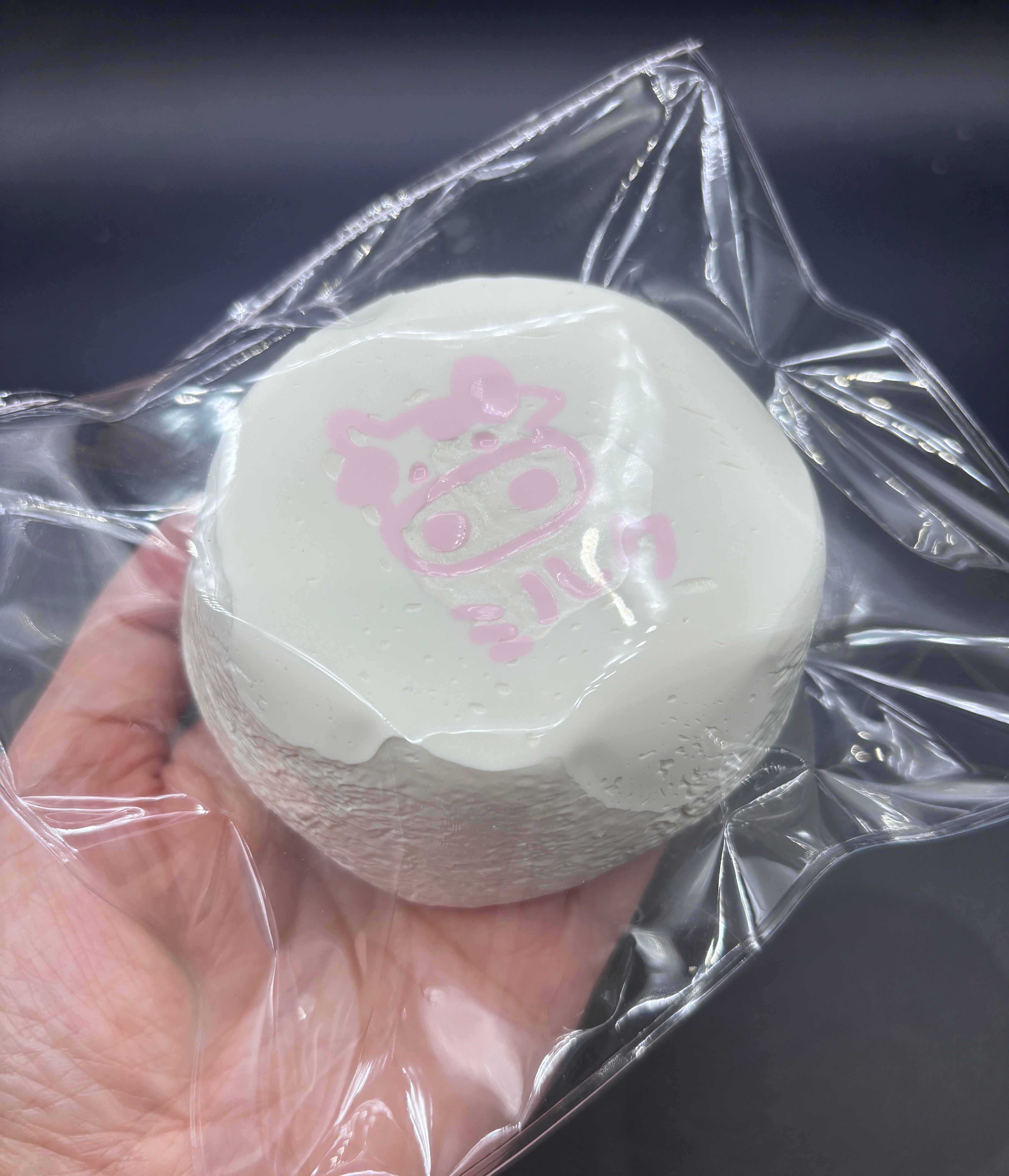 Water x cream super soft strawberry cake with cow deco taba squishy