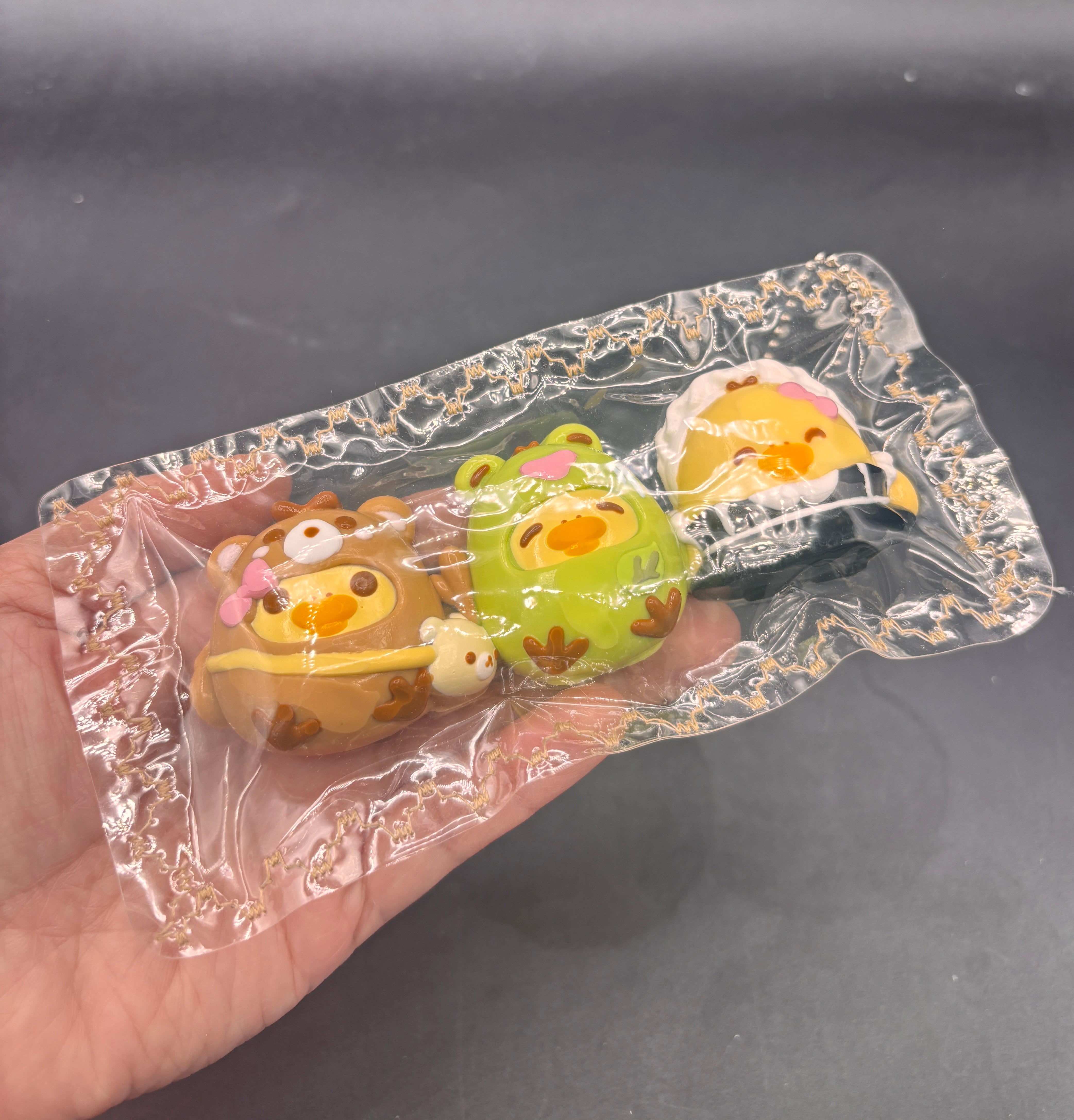 Pack of 3 chicks in costumes cute soft taba squishy