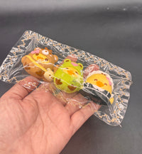 Pack of 3 chicks in costumes cute soft taba squishy