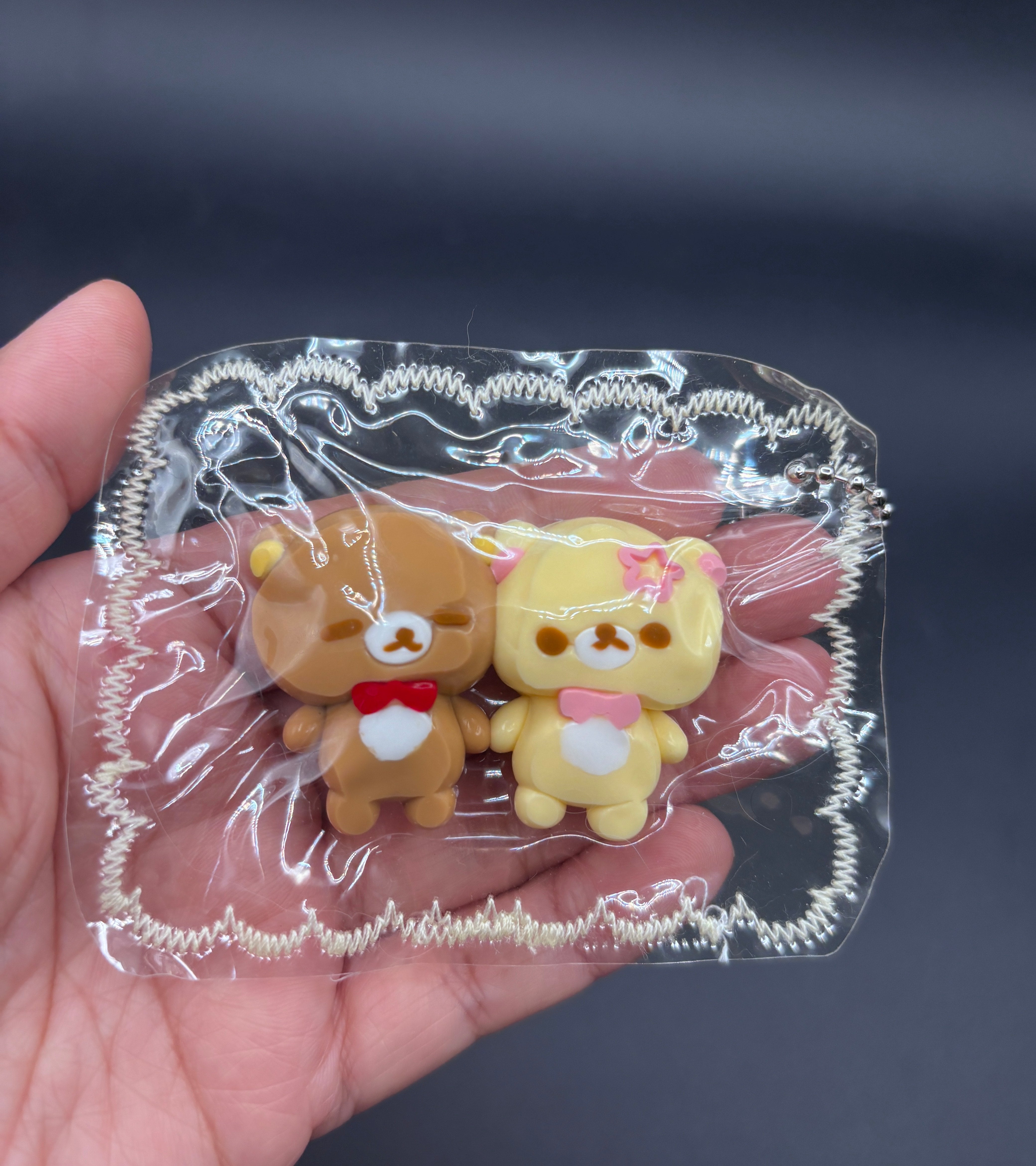 Cute pack of 2 Rilakkuma and Korilakkuma mini keychain