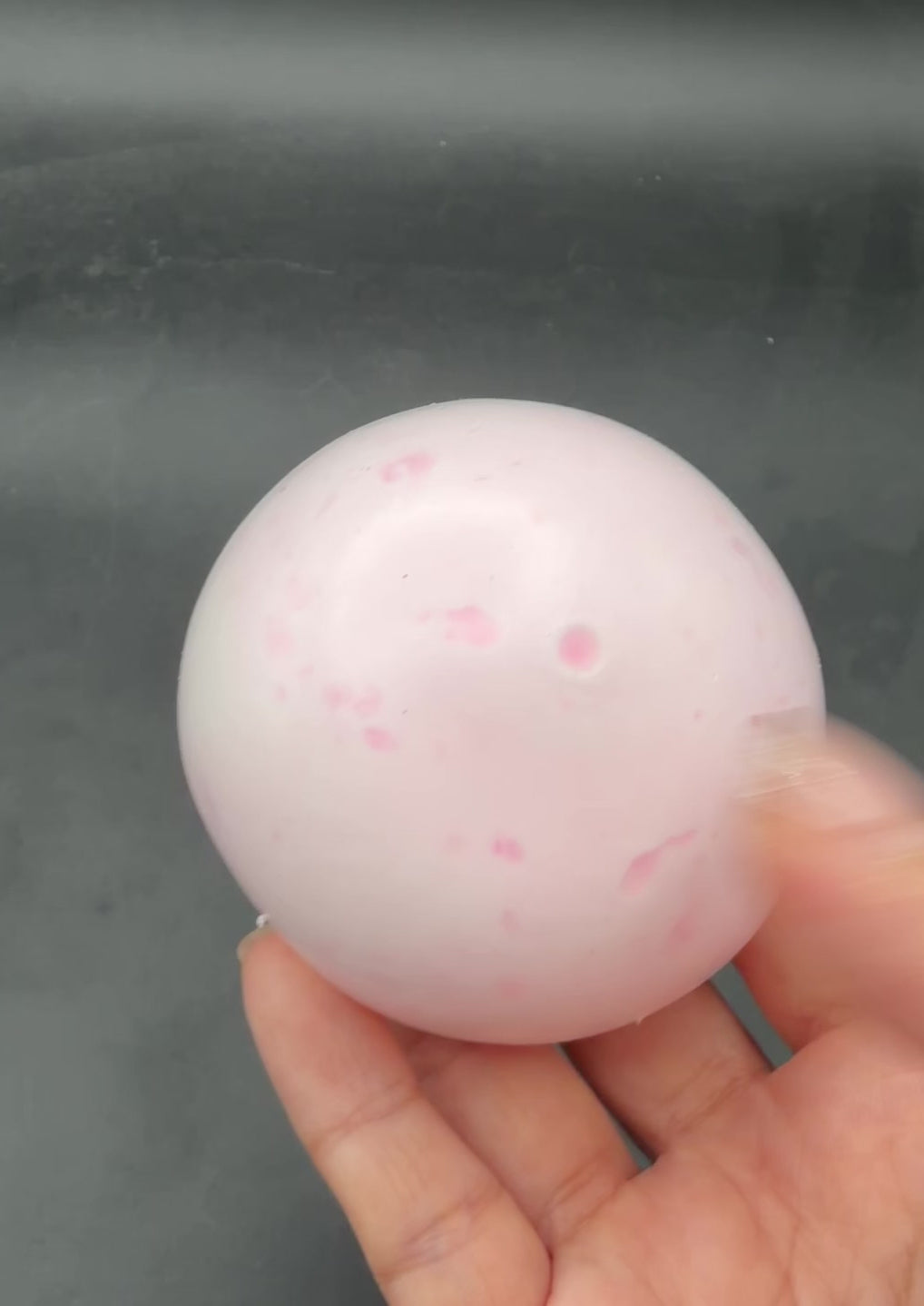Pink round beaded ice clay stressball