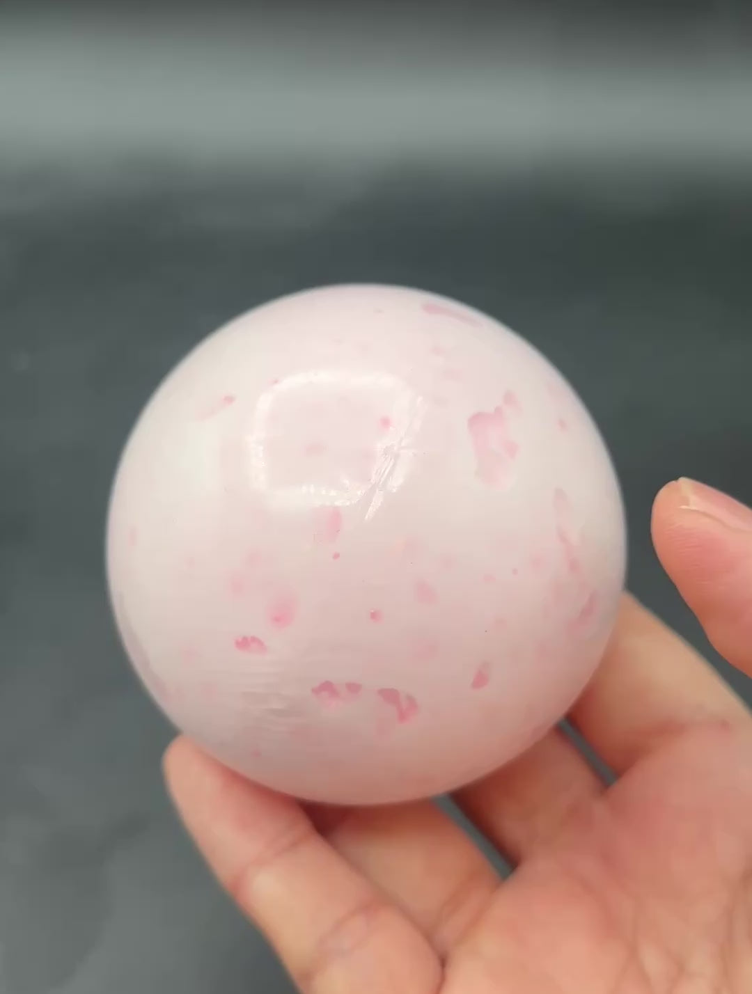 Pink round beaded ice clay stressball