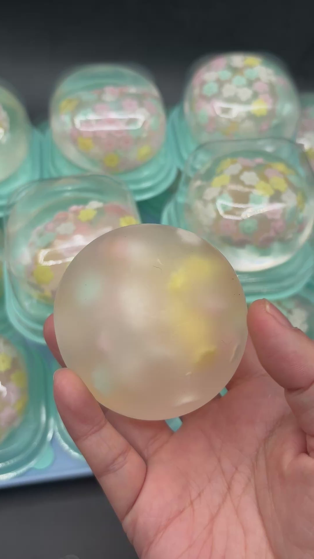 [very firm] cherry blossom stressball (coconut oil + clear putty)
